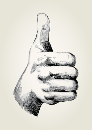 Sketch illustration of a thumb up のイラスト素材