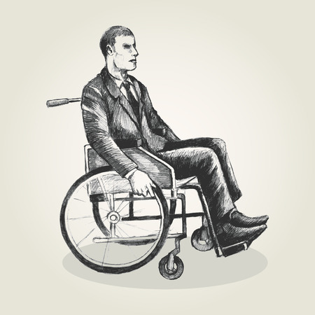 Sketch illustration of a person on wheelchairのイラスト素材