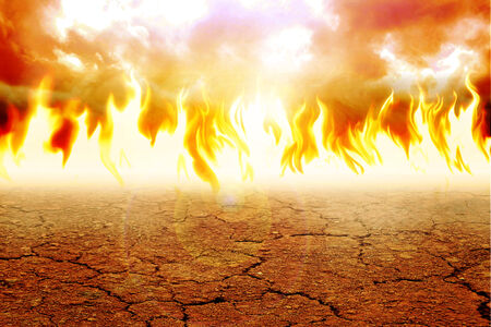 Illustration of fire on arid land