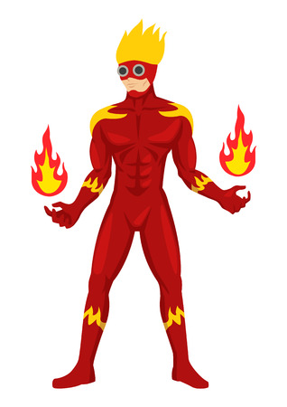 Cartoon illustration of a superhero in cool suitのイラスト素材