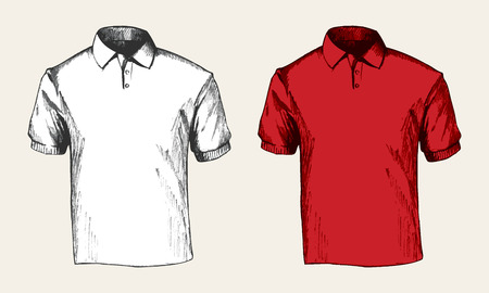 Sketch illustration of a white and red polo shirtのイラスト素材