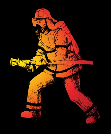 Sketch illustration of a firefighterのイラスト素材