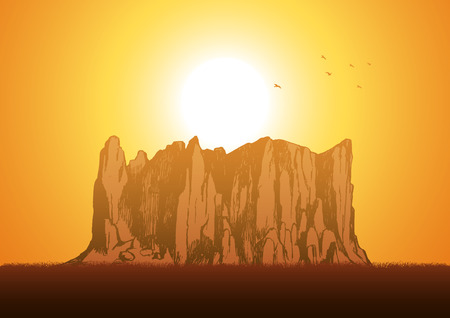 Sketch illustration of a rocky mountainのイラスト素材