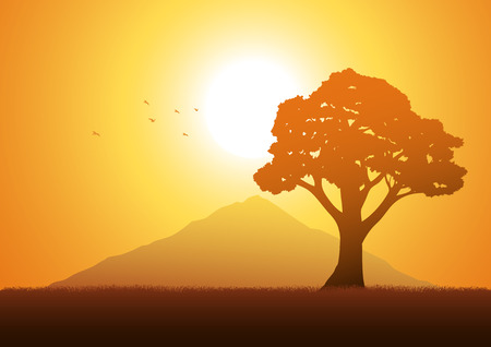 Silhouette illustration of a treeのイラスト素材