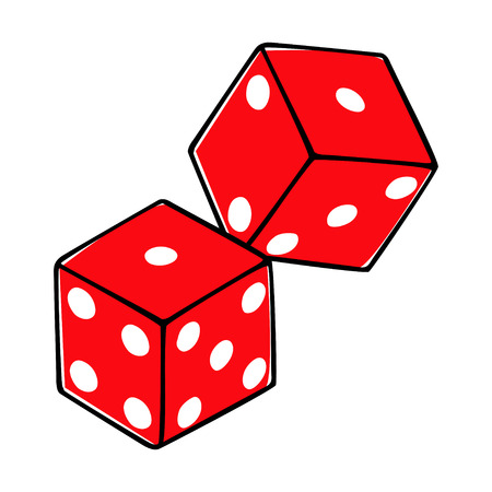 Doodle style illustration of dices all dices are in separated layersのイラスト素材