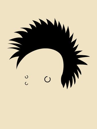 Face symbol of a man head in punk style hairのイラスト素材