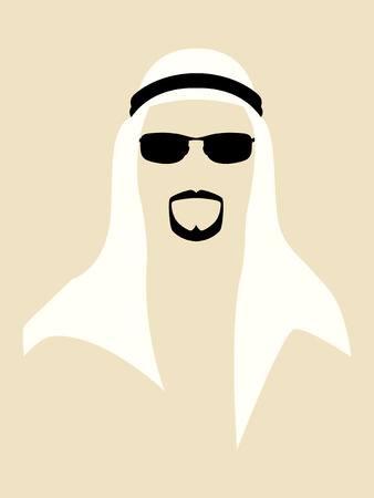 Simple graphic of man with beard wearing a headscarf and sunglassesの写真素材