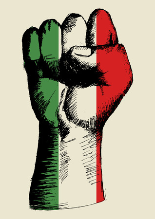 Sketch illustration of a fist with Italian insigniaのイラスト素材