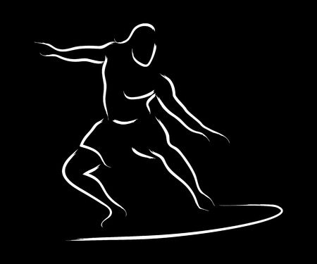 Simple line art of a surferのイラスト素材