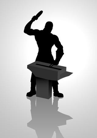 Silhouette illustration of a blacksmithのイラスト素材