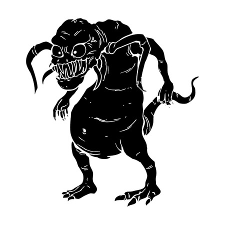 An ugly monster in carved style illustrationのイラスト素材
