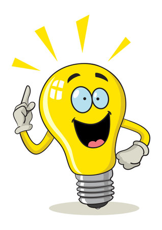Cartoon illustration of a bulb got ideasのイラスト素材