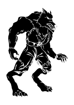 A werewolf in carved style illustrationのイラスト素材