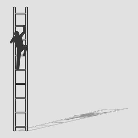 Simple graphic of a man figure climbing the ladderのイラスト素材