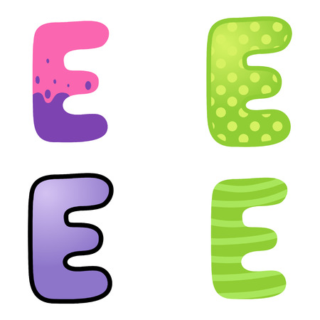 Colorful cartoon font type letter Eのイラスト素材