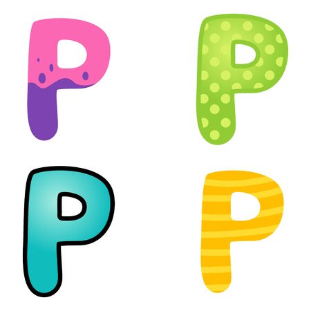 Colorful cartoon font type letter Pのイラスト素材