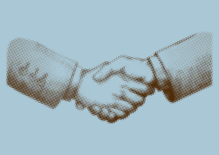 Illustration of shaking hands in halftone effectのイラスト素材