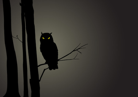 Silhouette illustration of an owlのイラスト素材