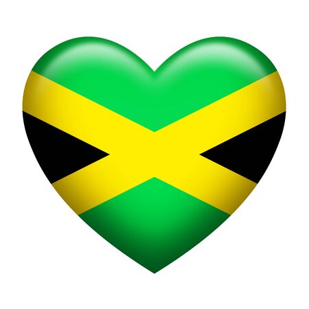 Heart shape of Jamaica flag isolated on whiteの写真素材