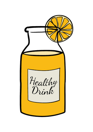 Doodle of a bottle of orange juiceのイラスト素材
