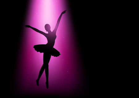 Silhouette illustration of a ballerina under pink lightのイラスト素材