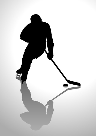Silhouette illustration of a hockey playerのイラスト素材