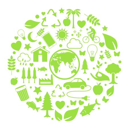 Green, ecology and environment icon in circleのイラスト素材