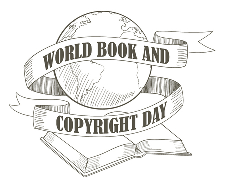 Line art illustration for World Book and Copyright Day themeのイラスト素材