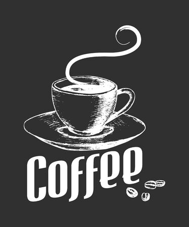 Sketch illustration of a cup of coffee in vintage styleのイラスト素材