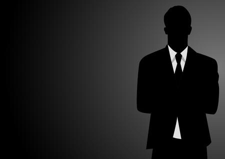 Silhouette illustration of a businessman on dark backgroundのイラスト素材