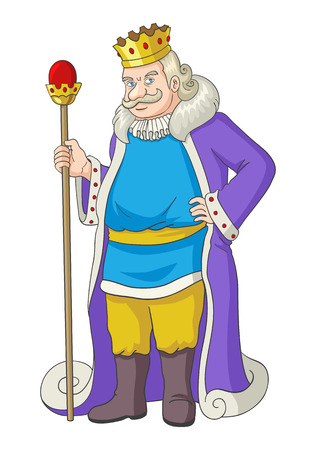 Cartoon illustration of an old king holding a scepterのイラスト素材