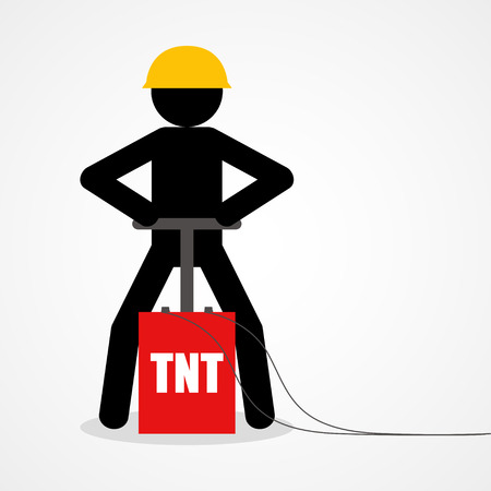 Graphic illustration of a stick figure detonating a TNTのイラスト素材