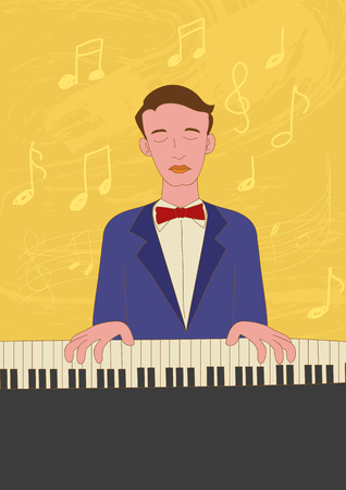 Naive art illustration of a pianistのイラスト素材