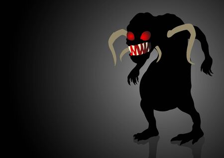 Silhouette illustration of a scary monster lurking in the darkのイラスト素材