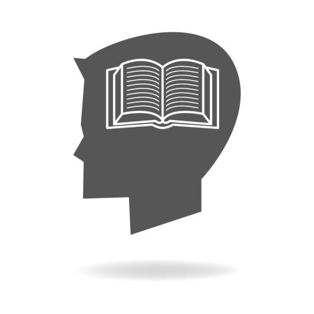 Children head silhouette with book icon, education, knowledge conceptのイラスト素材