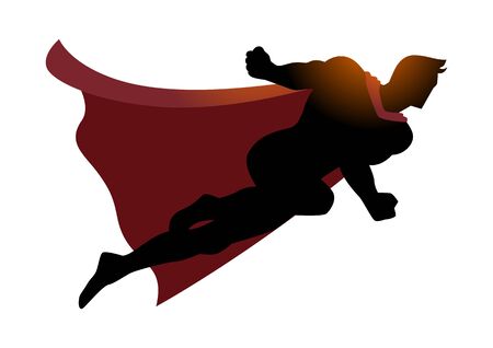 Cartoon silhouette of a superhero flyingのイラスト素材