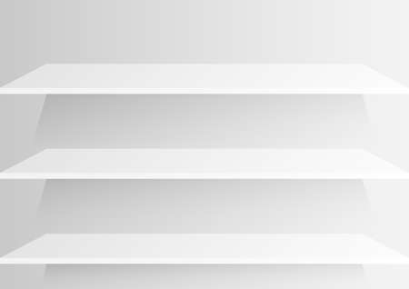 Vector illustration of empty shelf on white wall backgroundのイラスト素材