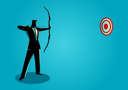 Concept illustration of a businessman as an archer. Business on targetのイラスト素材