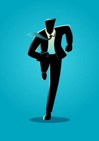 Silhouette illustration of a businessman running, business, energetic, dynamic conceptのイラスト素材