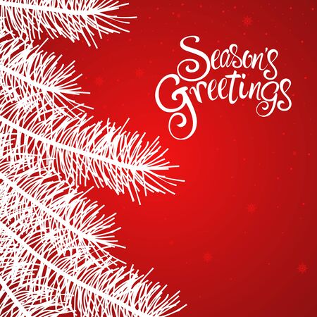 Text of Season's Greetings with decorative pine trees for Christmas theme and backgroundのイラスト素材