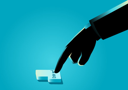 Silhouette illustration of a hand pressing "enter" buttonのイラスト素材