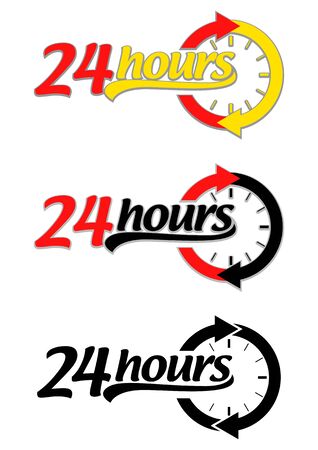 Set of 24 hours vector icon isolated on white backgroundのイラスト素材