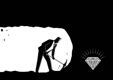 Business concept vector illustration of a businessman digging and mining to find treasure.のイラスト素材