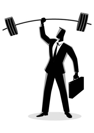Business concept vector illustration of a businessman lifting weightsのイラスト素材