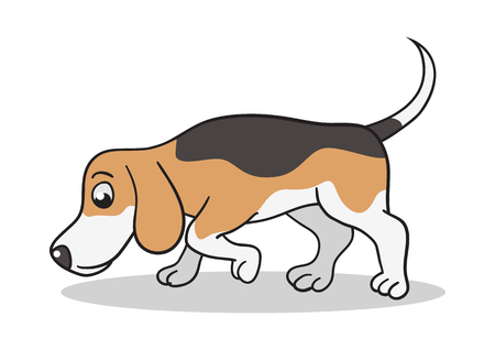 Vector cartoon illustration of a beagle dog sniffingのイラスト素材