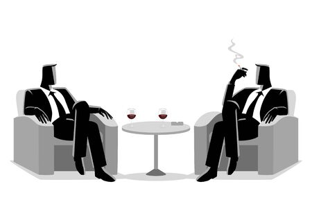 Business illustration of two businessmen sitting on sofaのイラスト素材