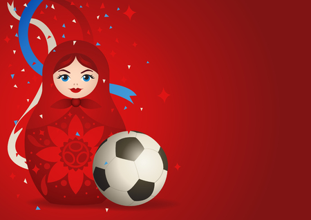 Matryoshka doll or Russian doll with soccer ball for soccer championship backgroundのイラスト素材