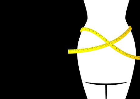 Simple vector illustration of a ideal woman waist with measuring tape. Diet, weight loss conceptのイラスト素材