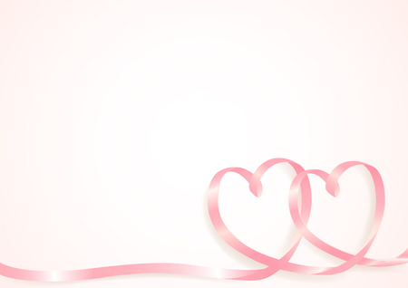 Hearts shape made from pink ribbon, greeting card or theme for Valentine Day and wedding.のイラスト素材