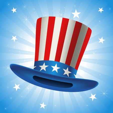 American hat, Vector illustration of uncle Sam Hat for President's day, vote, presidential election, celebration, independence day themeのイラスト素材